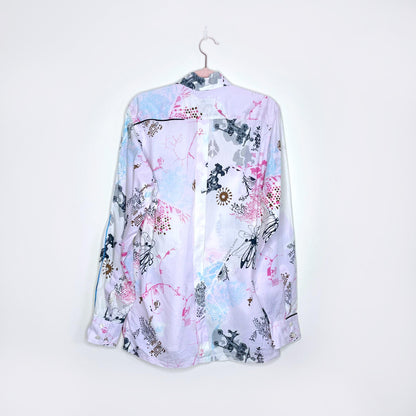 men's christian lacroix homme multi-colour graphic print button down - size 39/15.5