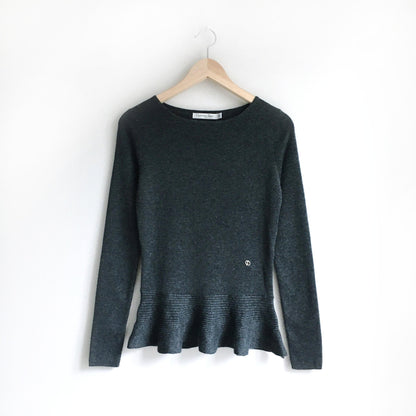 Christian Dior cashmere-silk peplum hem crewneck sweater - size 10 US