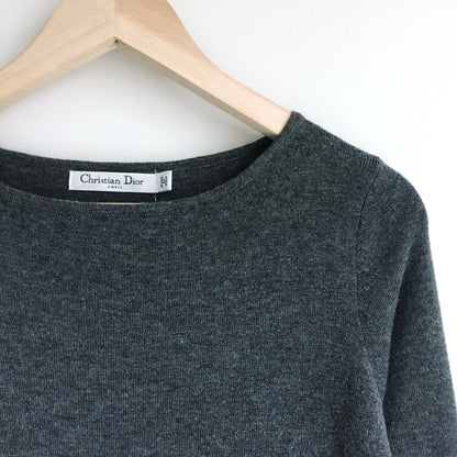 Christian Dior cashmere-silk peplum hem crewneck sweater - size 10 US