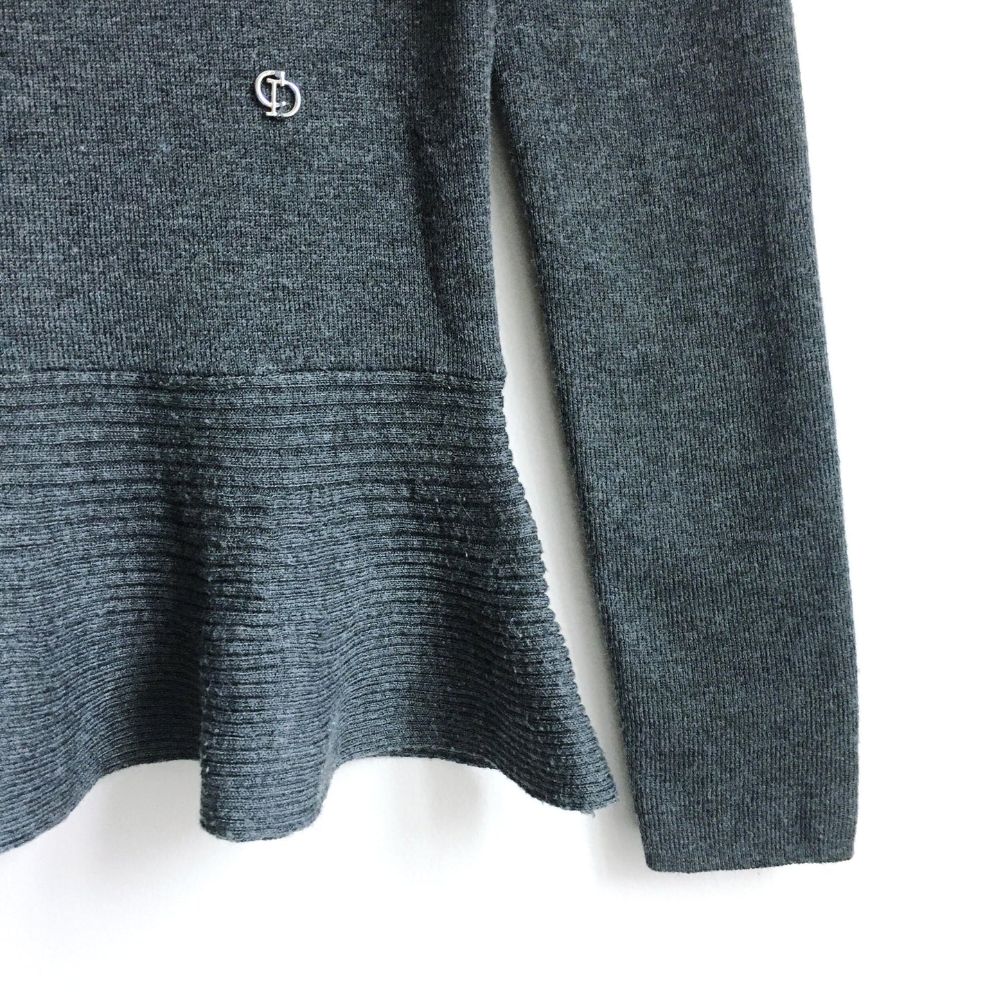 Christian Dior cashmere-silk peplum hem crewneck sweater - size 10 US