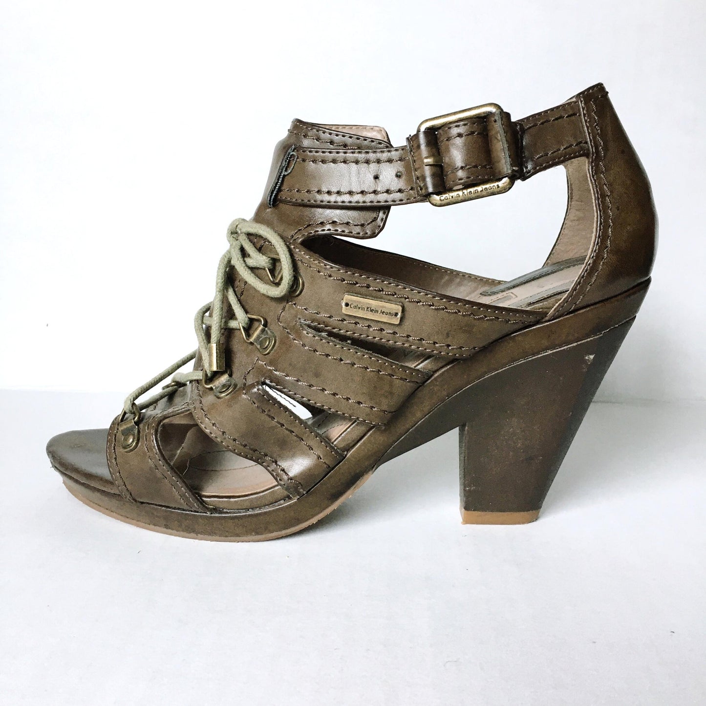 Calvin Klein cage sandal with lace up front - size 9