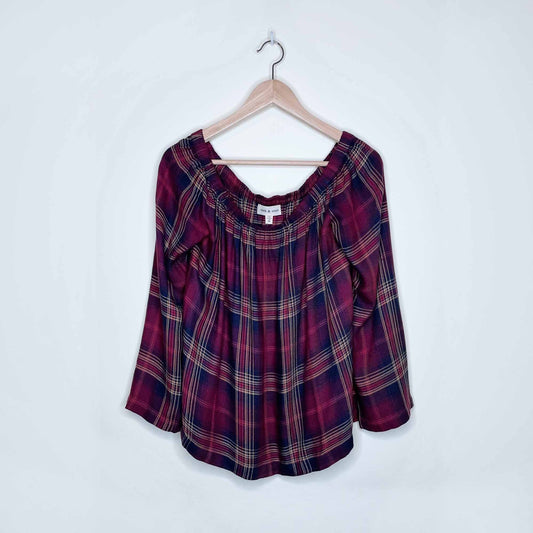 NWT Cloth & Stone homestead plaid off-shoulder top - size Medium