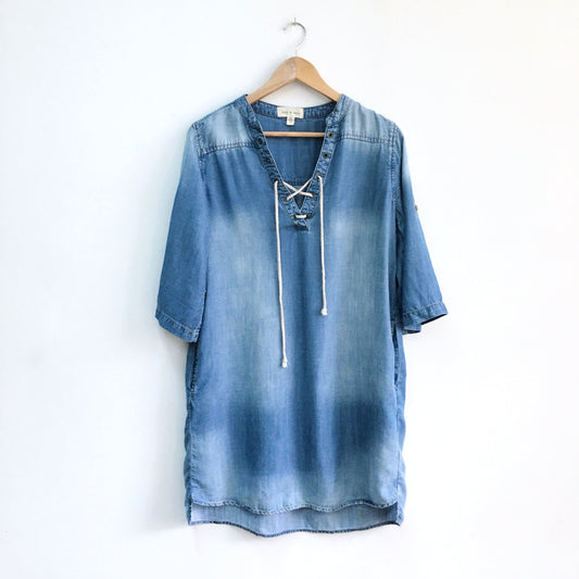 Cloth &amp; Stone Xander Chambray Lace-up Dress - size Small