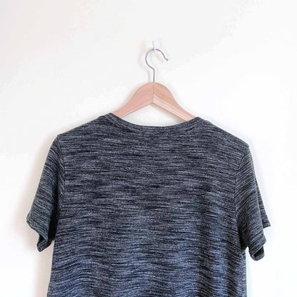 cloth & stone marled dark heather long v-neck tee - size small