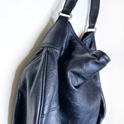 nwt club monaco black leather adriana hobo bag