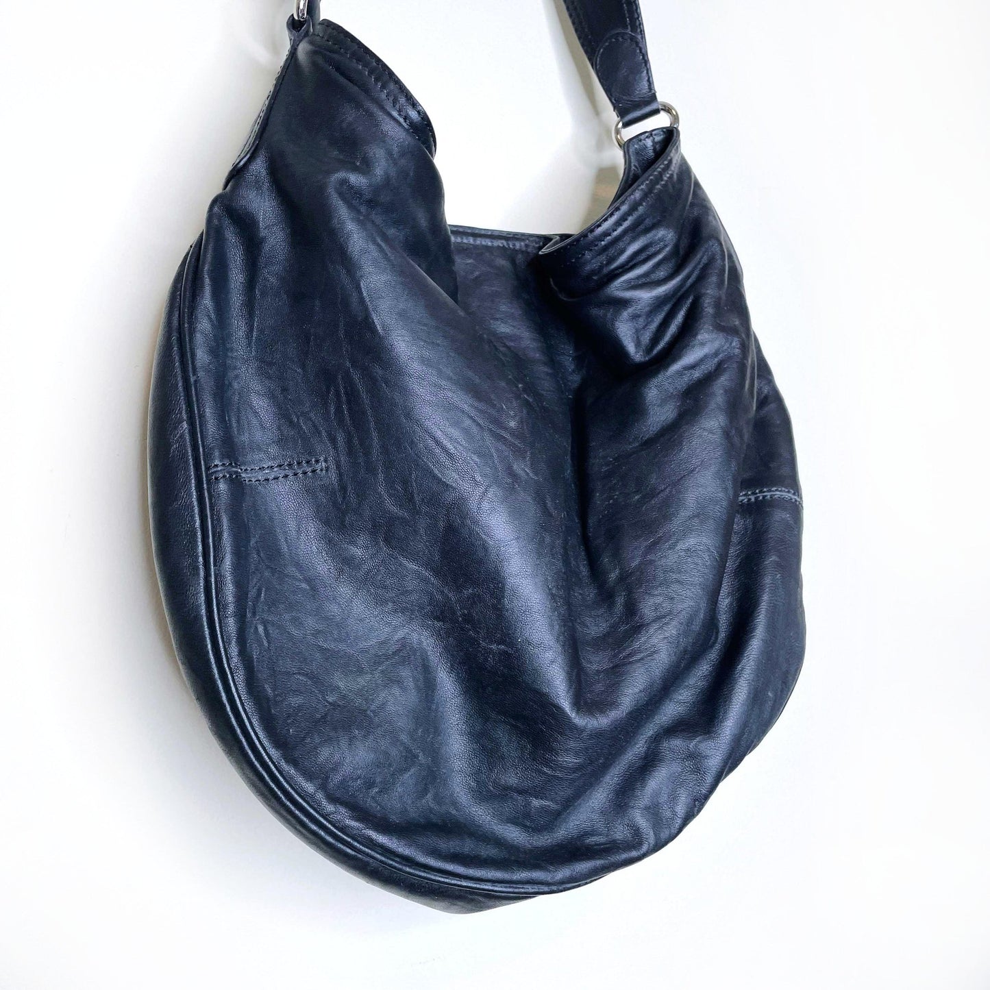 nwt club monaco black leather adriana hobo bag