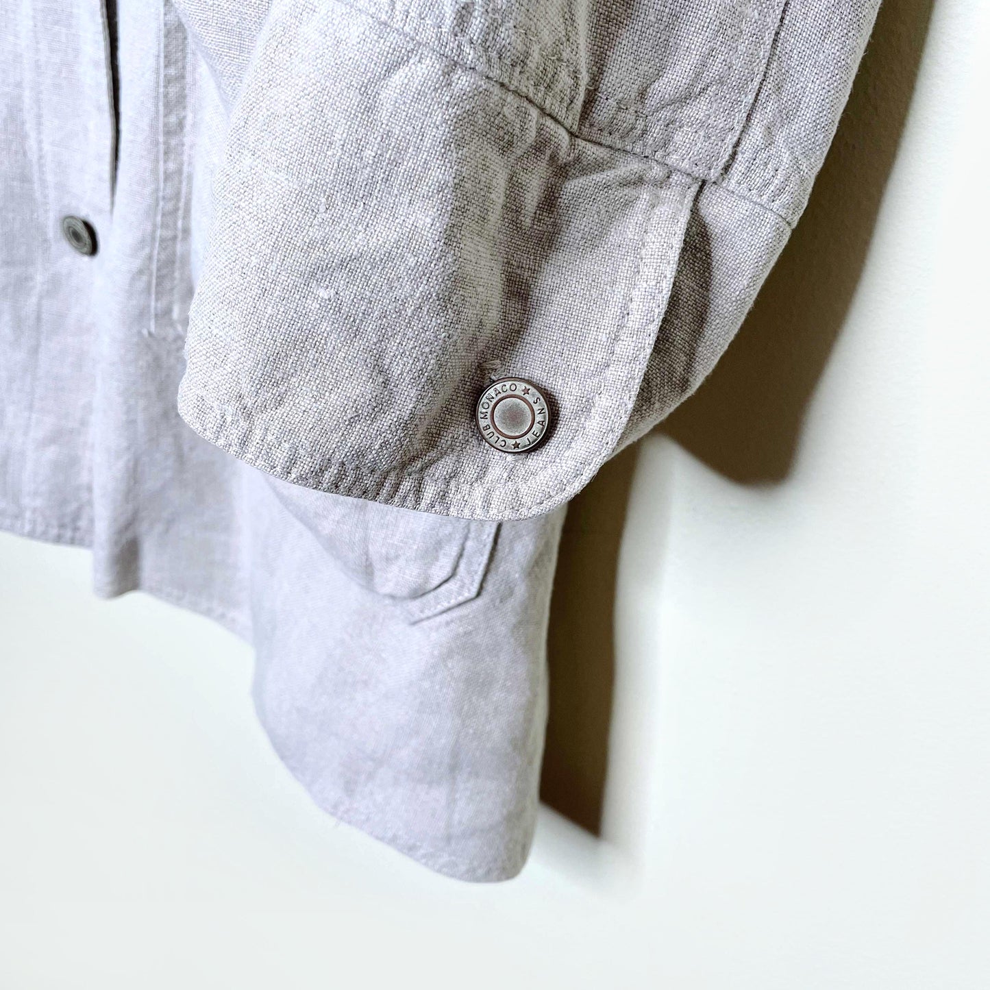 vintage club monaco linen shirt jacket - size sm/med