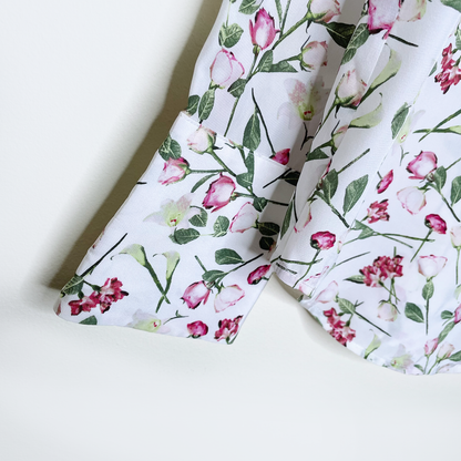 club monaco helek silk floral covered button blouse - size xs