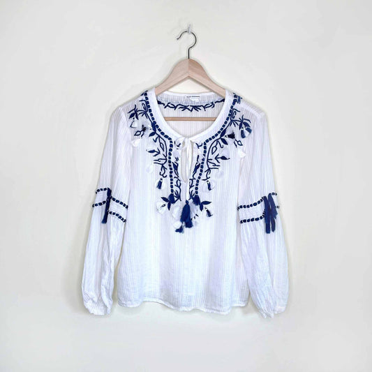 club monaco atashia boho peasant blouse - size small