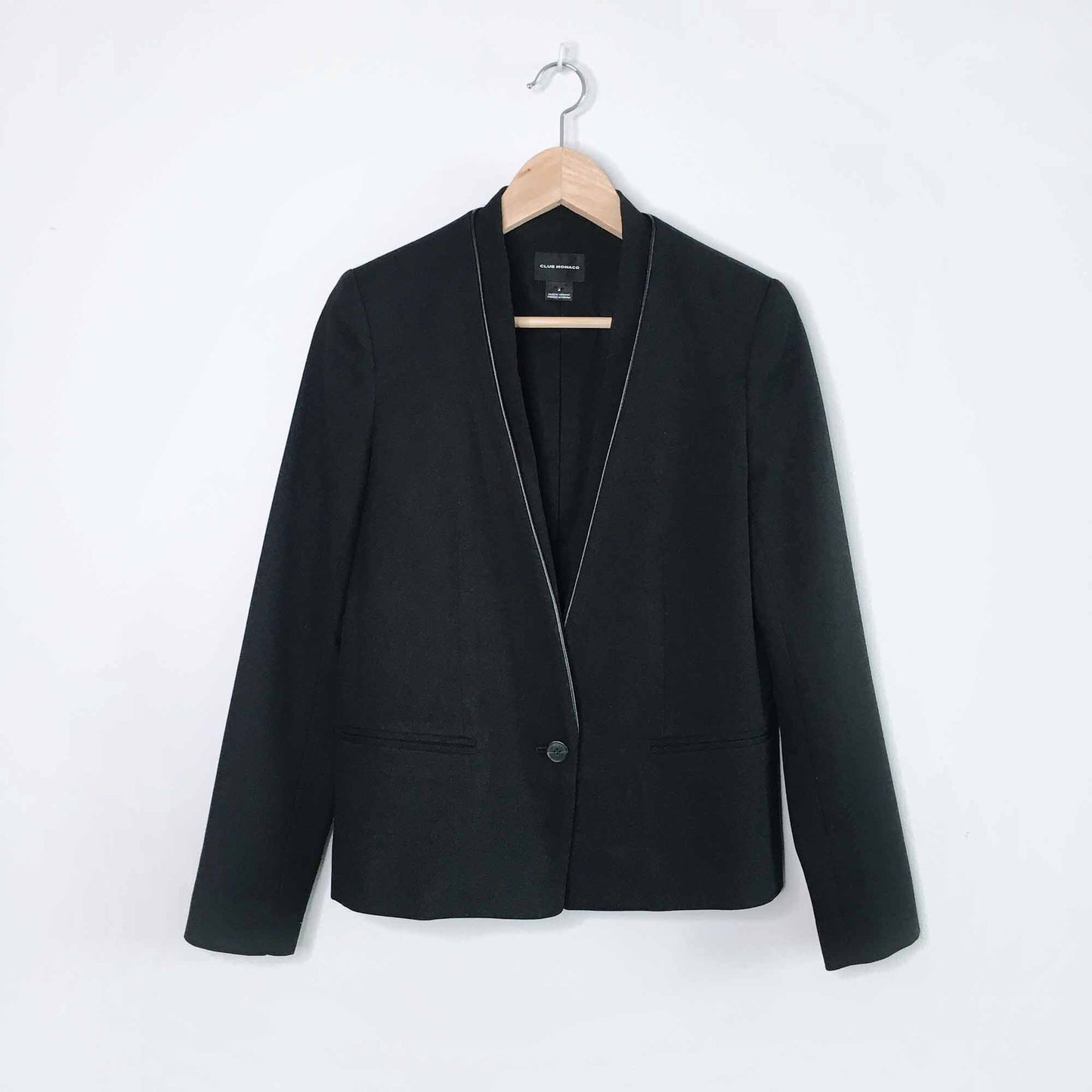 club monaco kaoife leather trim blazer - size 4