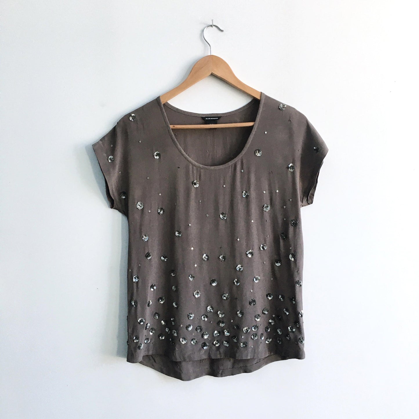 Club Monaco Silk Sequin Daria Tee - size xs