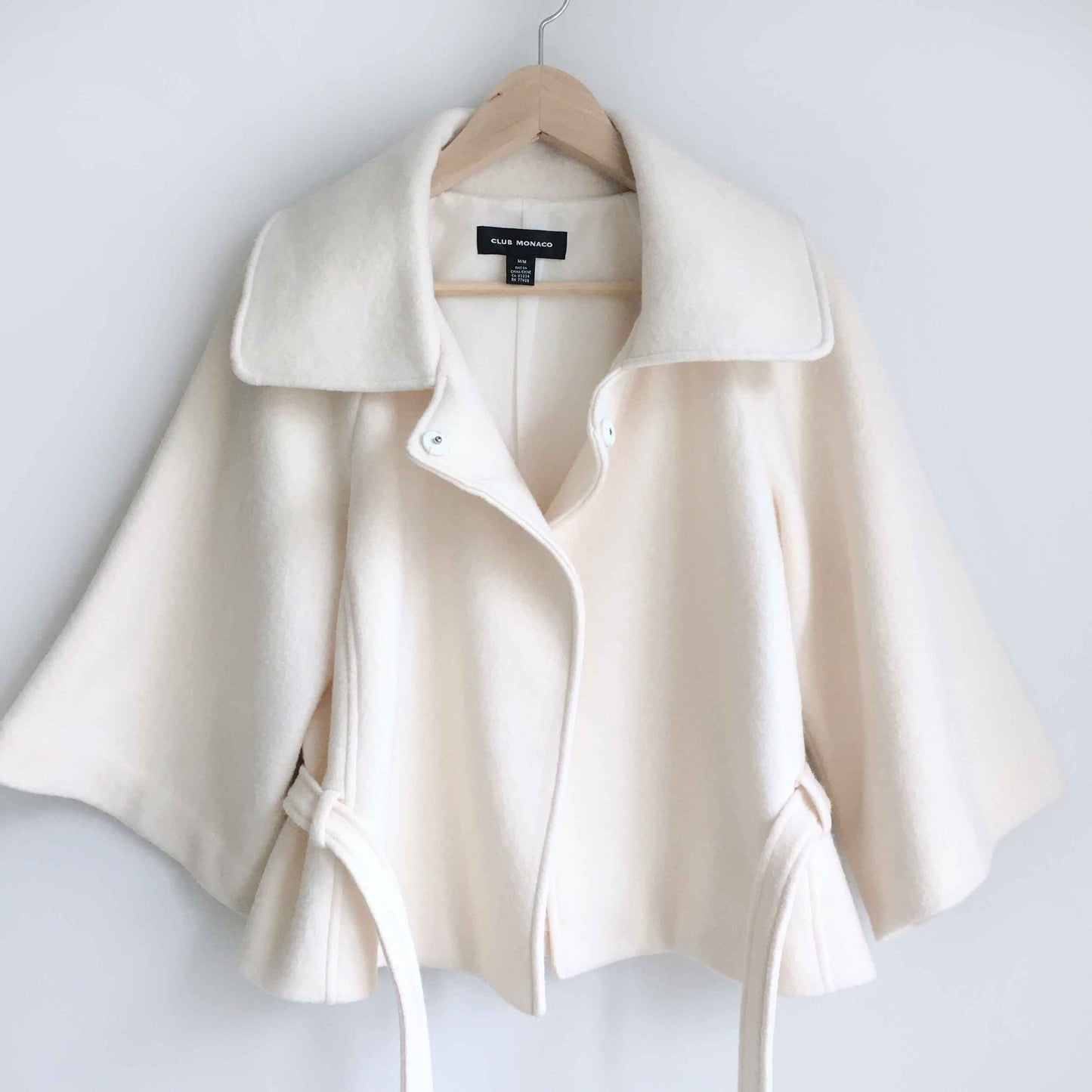 Club Monaco cropped wool belted cape jacket - size Medium
