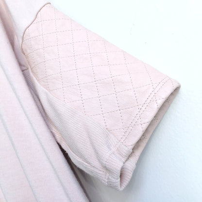 club monaco regan tee with leather sleeve - size medium