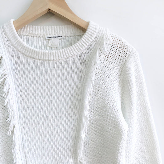 Club Monaco Martuska Fringe Sweater - size Medium