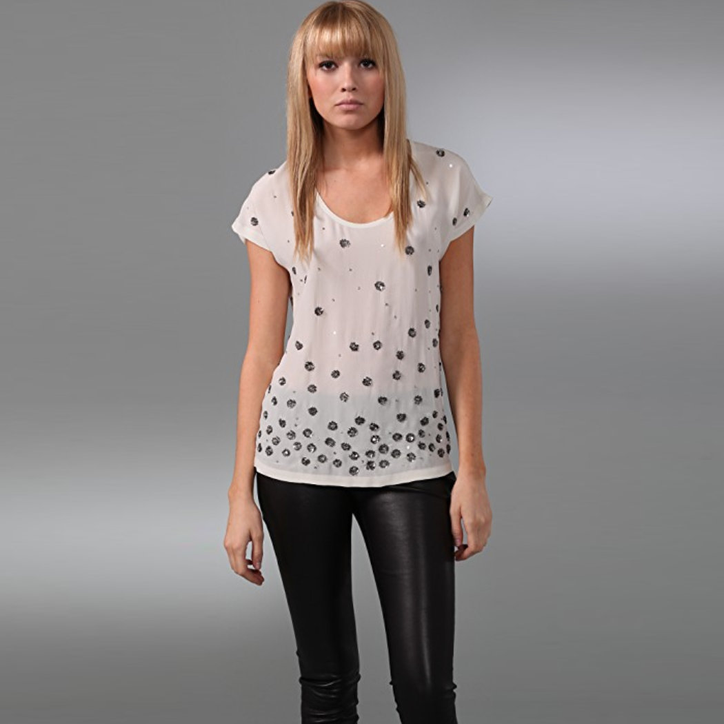 Club Monaco Silk Sequin Daria Tee - size xs