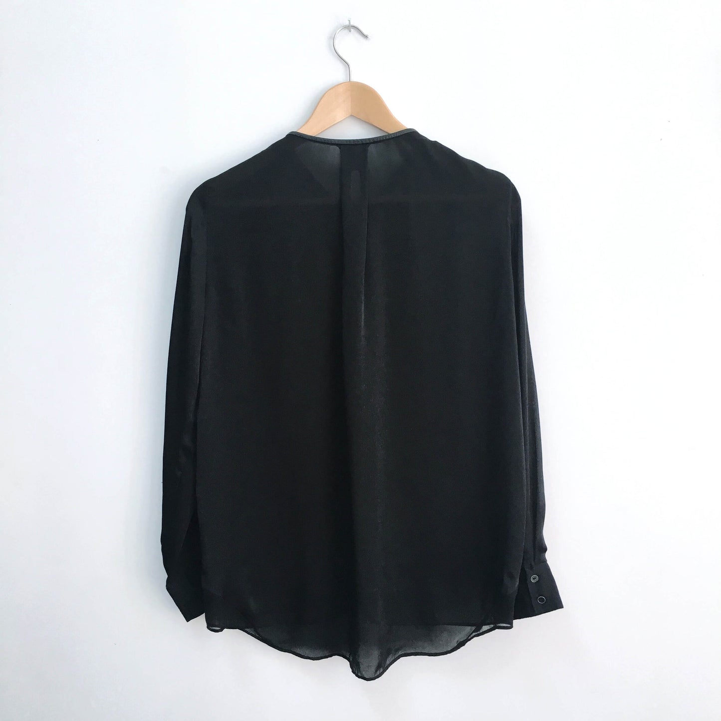 Club Monaco Silk Blouse with Leather Trim - size Small