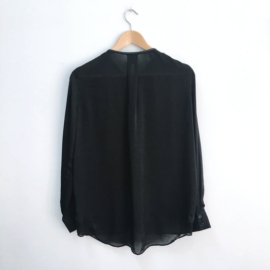 Club Monaco Silk Blouse with Leather Trim - size Small
