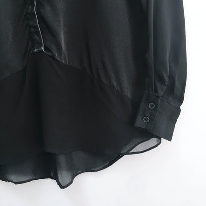 Club Monaco Silk Blouse with Leather Trim - size Small