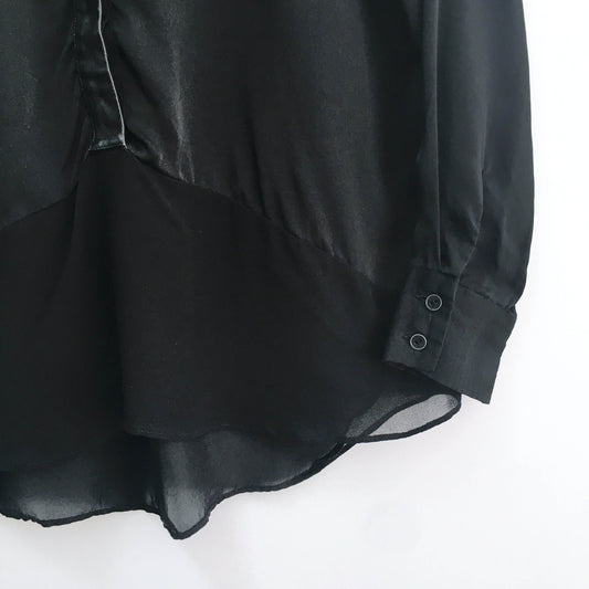 Club Monaco Silk Blouse with Leather Trim - size Small