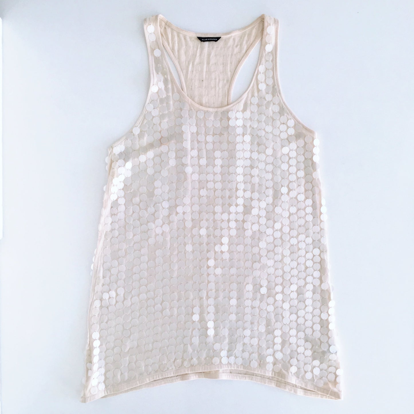 Club Monaco Cream Sequin Tank - size Medium