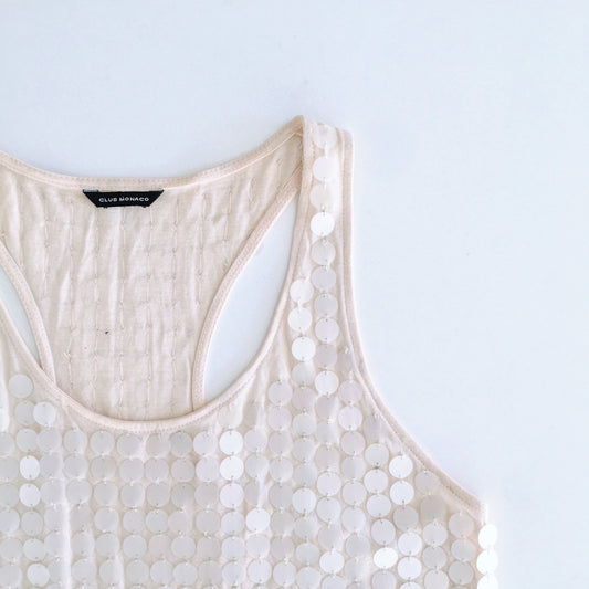 Club Monaco Cream Sequin Tank - size Medium