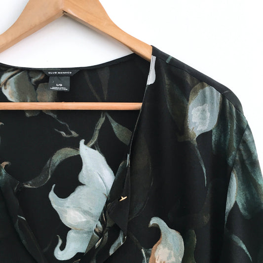 Club Monaco Harriet silk tie-front Blouse - size Large