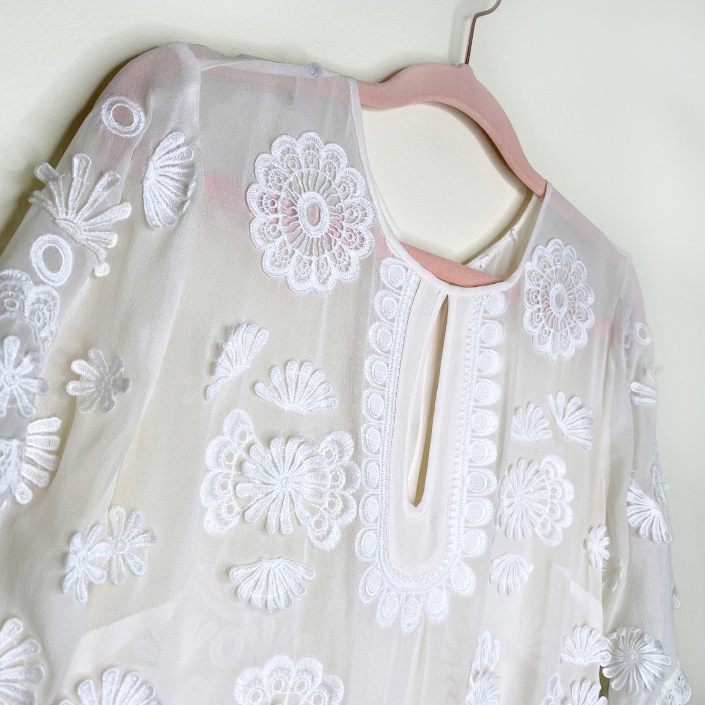 club monaco silk chiffon embroidered cover-up - size small