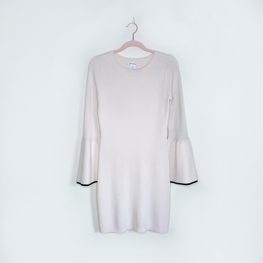 club monaco cream wioletta wool knit dress with bell sleeves - size xs