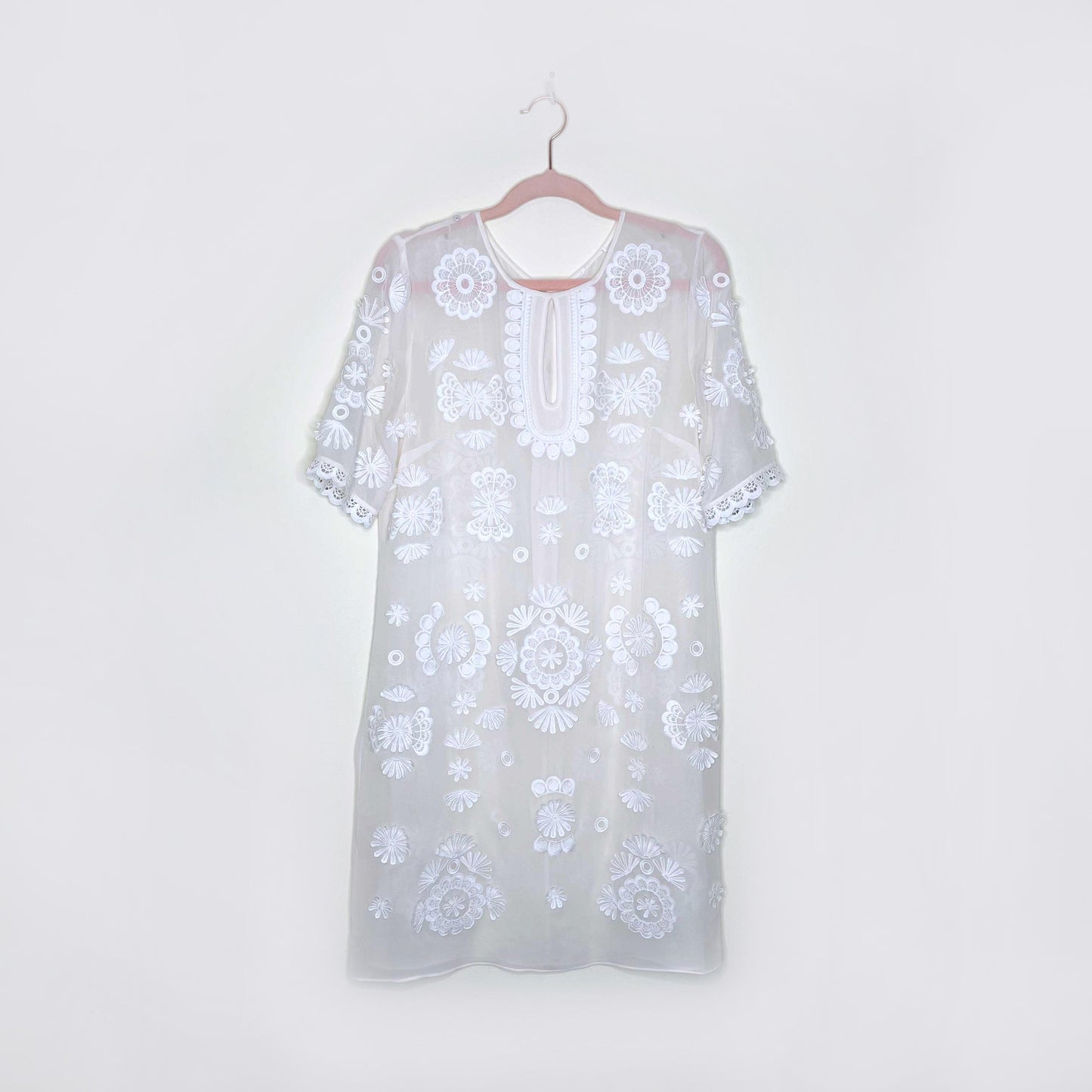 club monaco silk chiffon embroidered cover-up - size small