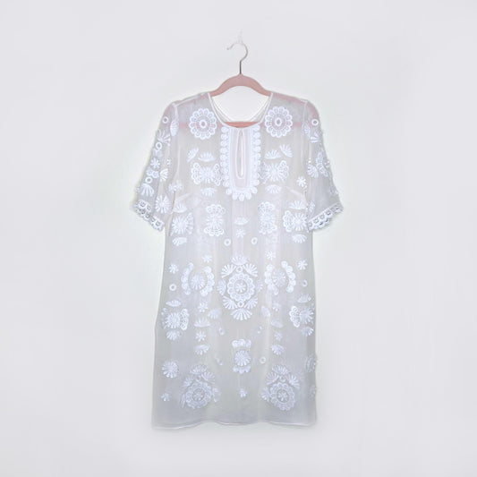 club monaco silk chiffon embroidered cover-up - size small
