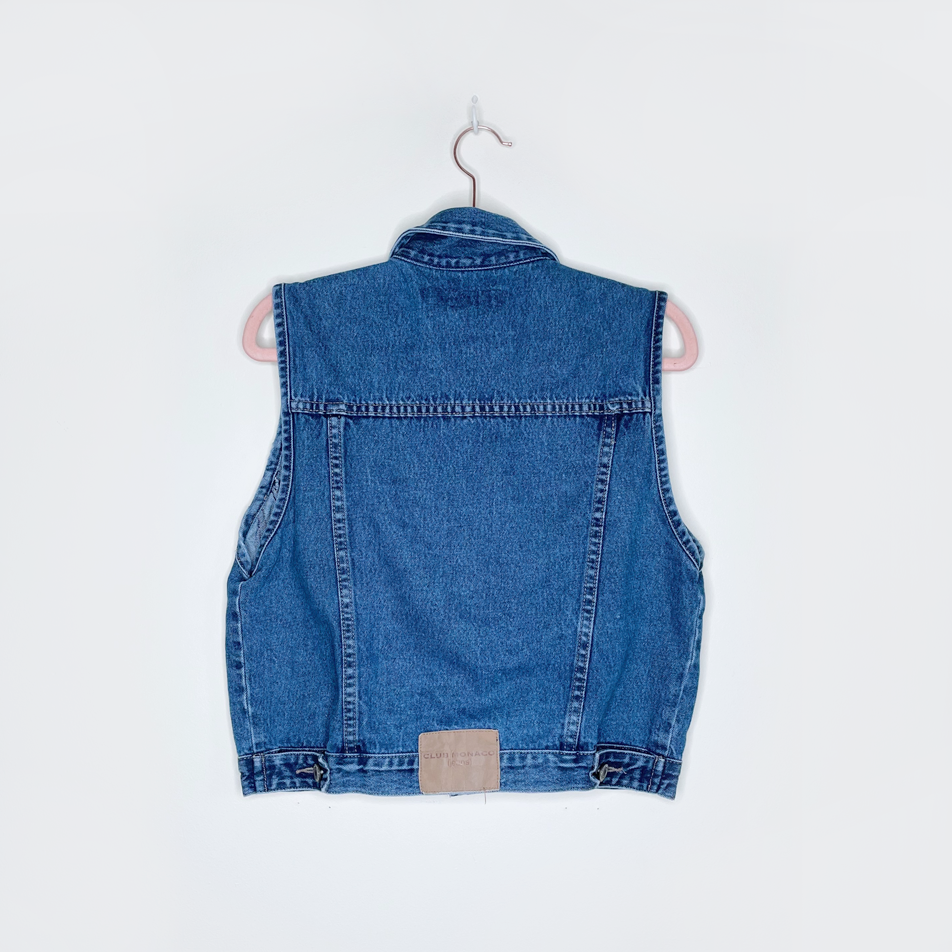 vintage 90s club monaco denim vest - size small