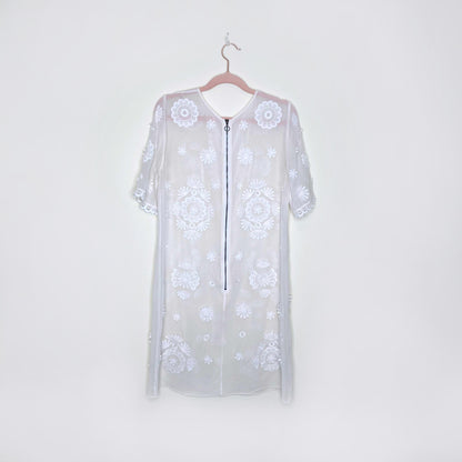 club monaco silk chiffon embroidered cover-up - size small