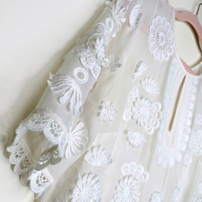 club monaco silk chiffon embroidered cover-up - size small