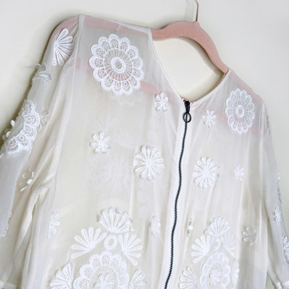 club monaco silk chiffon embroidered cover-up - size small