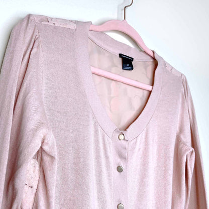 club monaco pink cardigan with lace back - size small