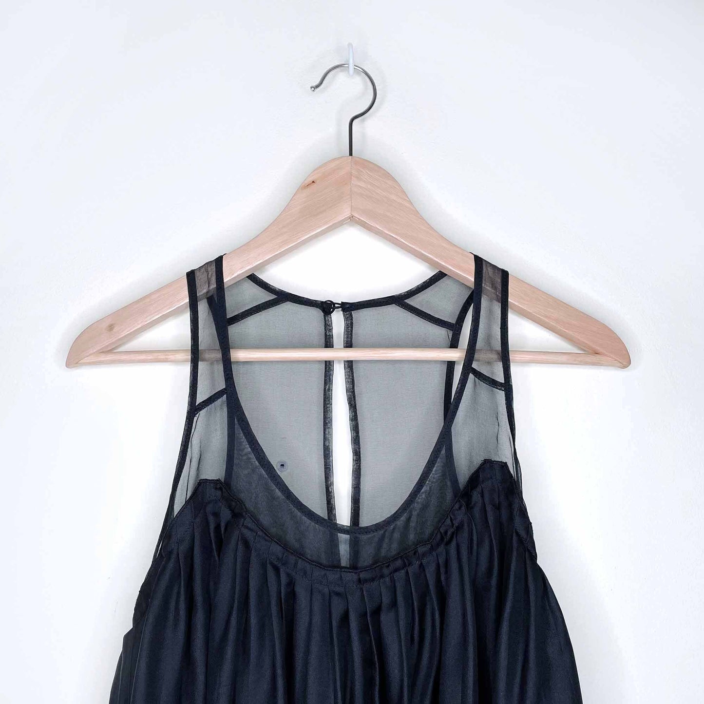 club monaco balloon silk tank with sheer top - size small