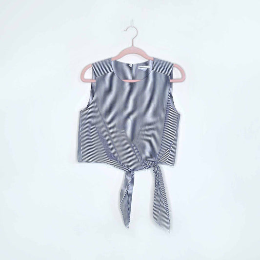 club monaco tillard striped tie front crop top - size small