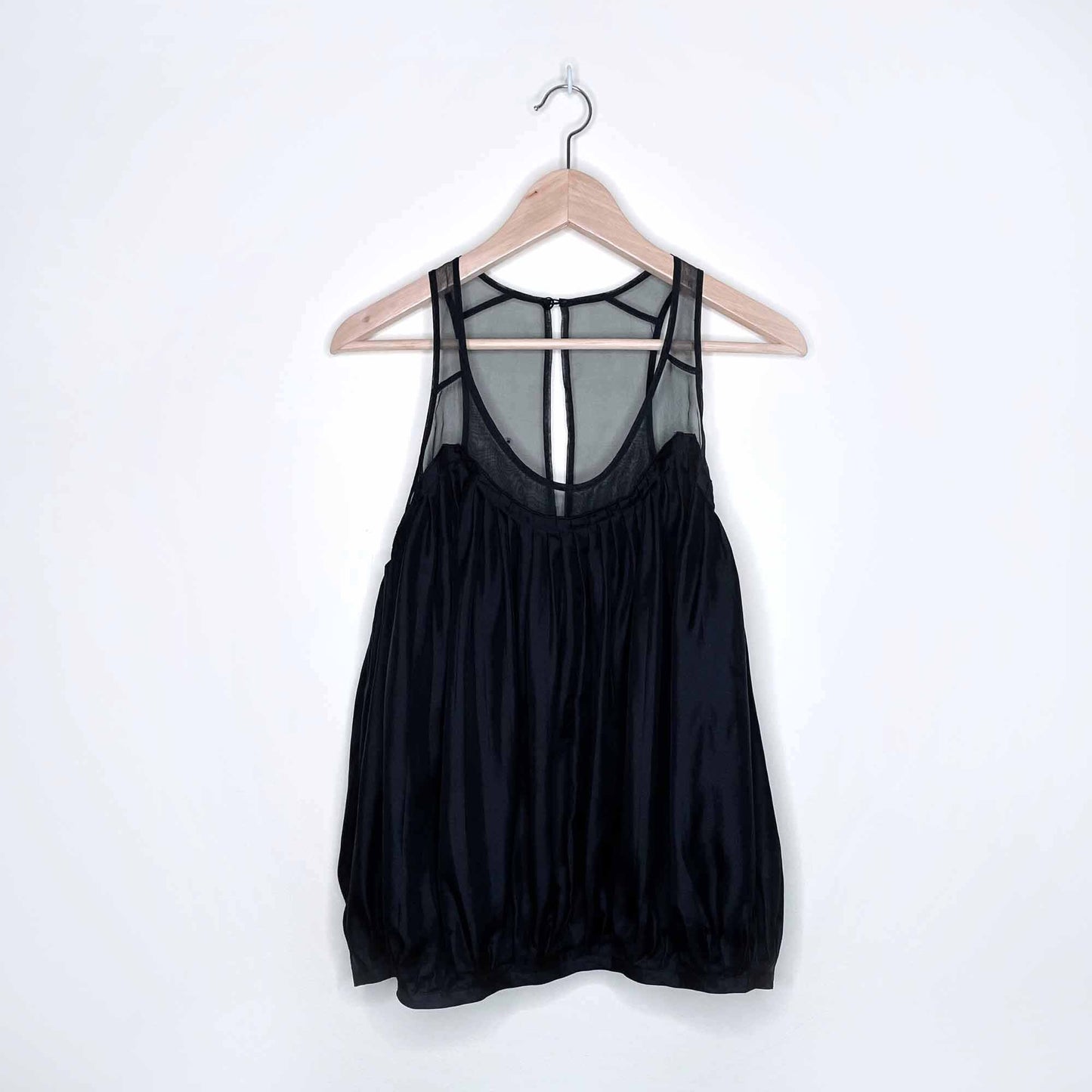 club monaco balloon silk tank with sheer top - size small