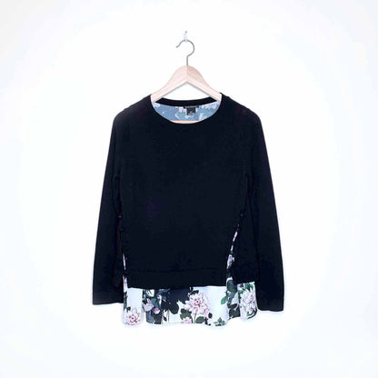 club monaco black wool layered jessah sweater - size small