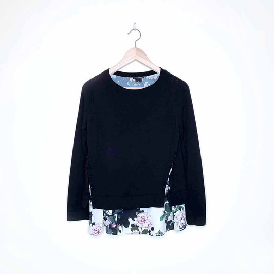 club monaco black wool layered jessah sweater - size small