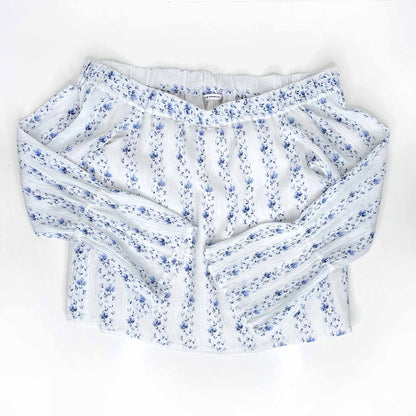 club monaco plumina  floral off shoulder bell sleeve boho top - size xs