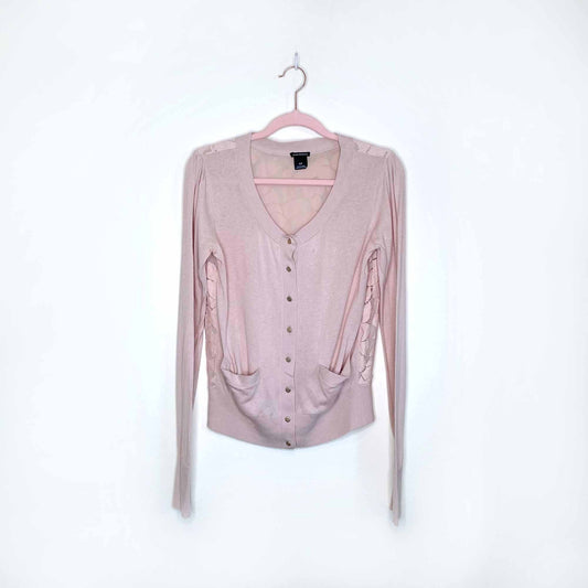 club monaco pink cardigan with lace back - size small