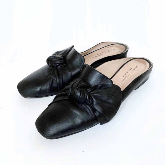 club monaco tatelyn leather bow slip on mule flats - size 39.5