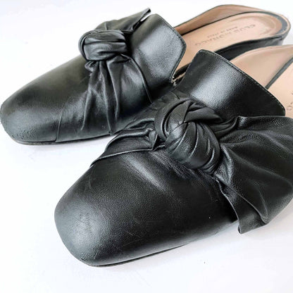 club monaco tatelyn leather bow slip on mule flats - size 39.5