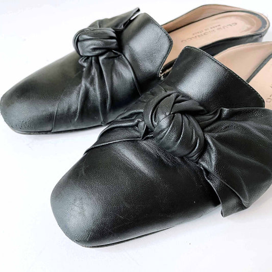 club monaco tatelyn leather bow slip on mule flats - size 39.5