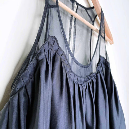 club monaco balloon silk tank with sheer top - size small