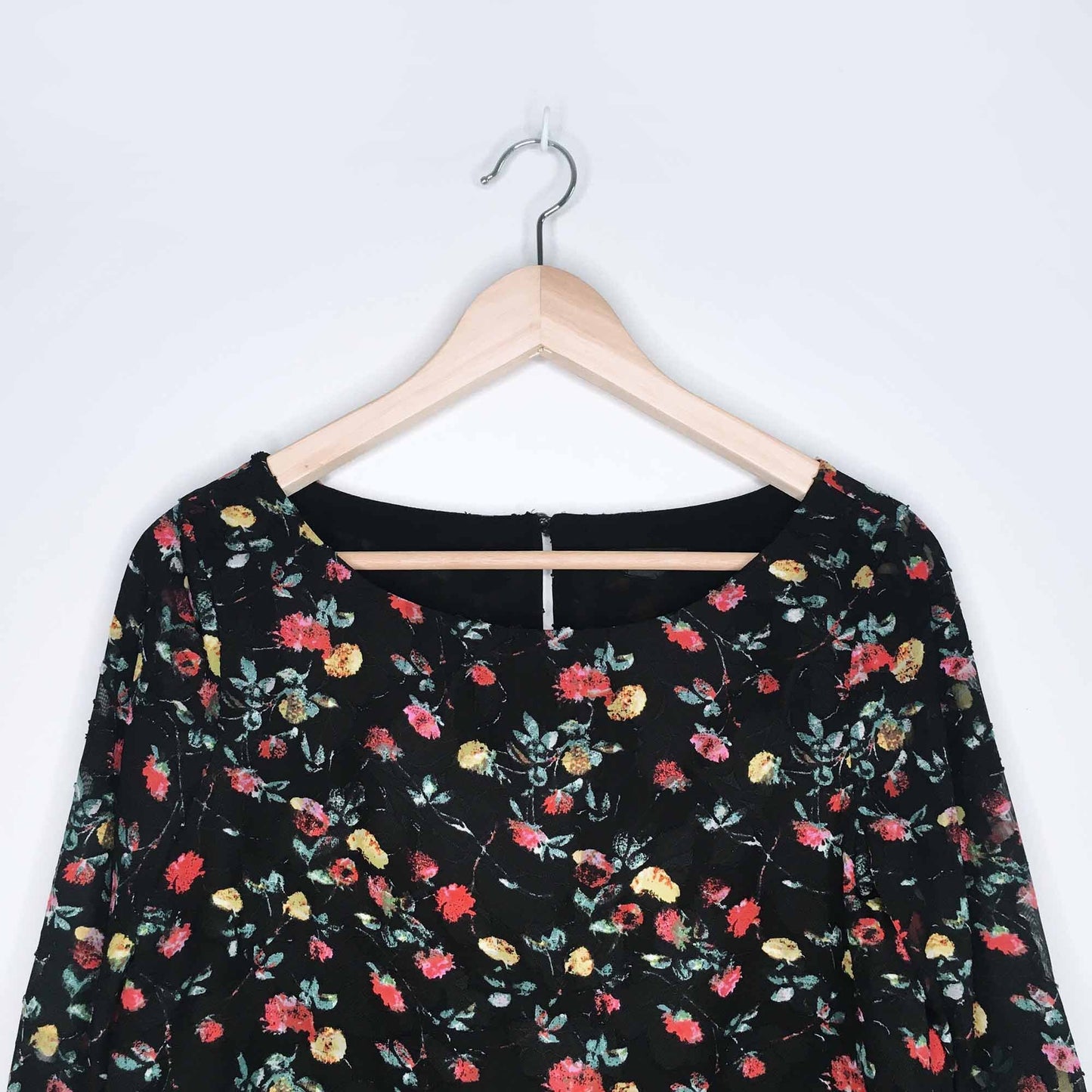 Club Monaco floral flocked blouse with bell sleeves - size Small