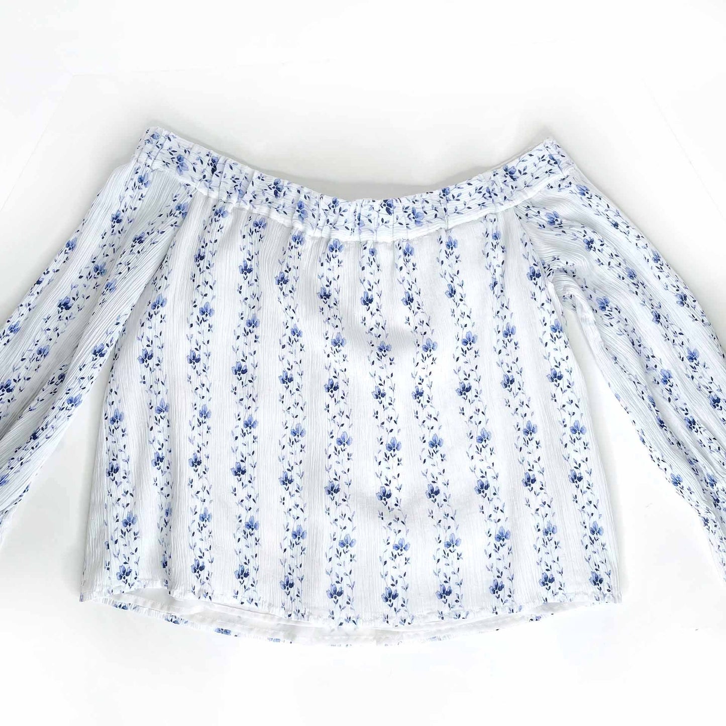 club monaco plumina  floral off shoulder bell sleeve boho top - size xs