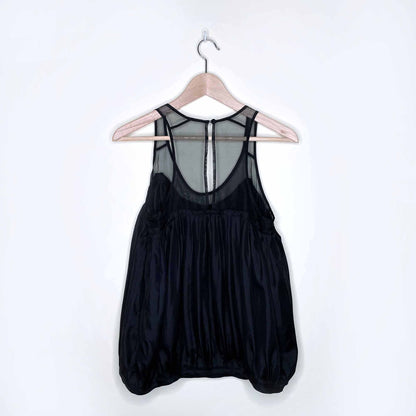club monaco balloon silk tank with sheer top - size small