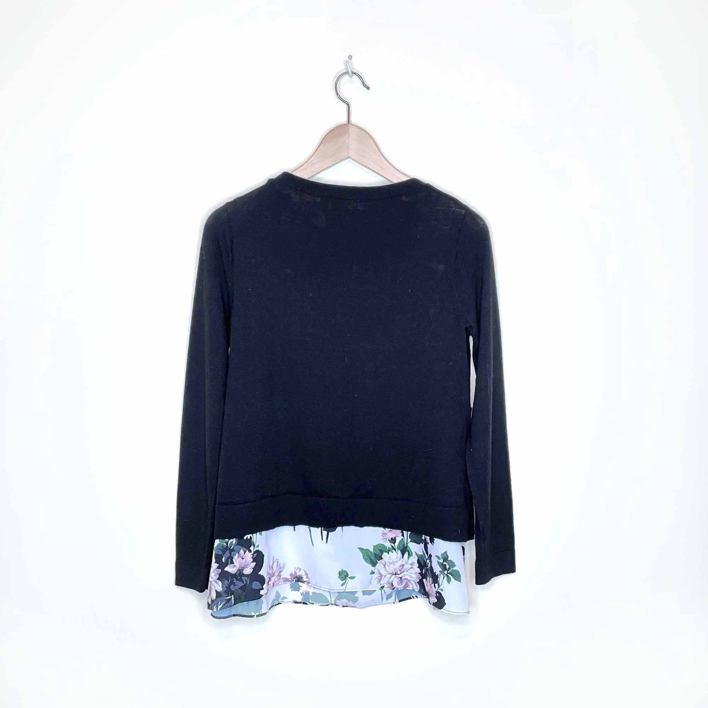 club monaco black wool layered jessah sweater - size small